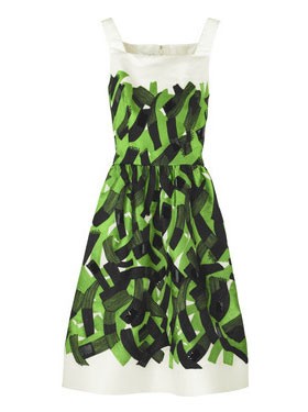 Oscar De La Renta Brushstrok Print Tank Dress